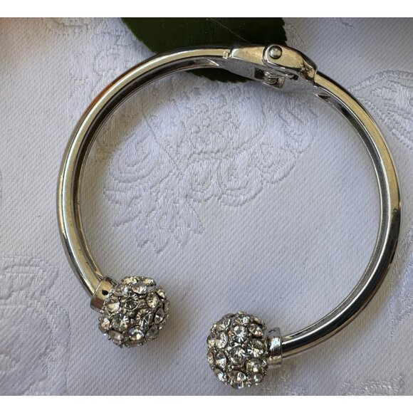 Silver-tone Snap Rhinestone Bangle Bracelet Women Party Jewelry Gift NEW - Picture 11 of 13